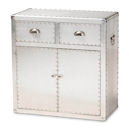 Baxton Studio Serge Silver Metal 2-Door Accent Storage Cabinet 160-10242